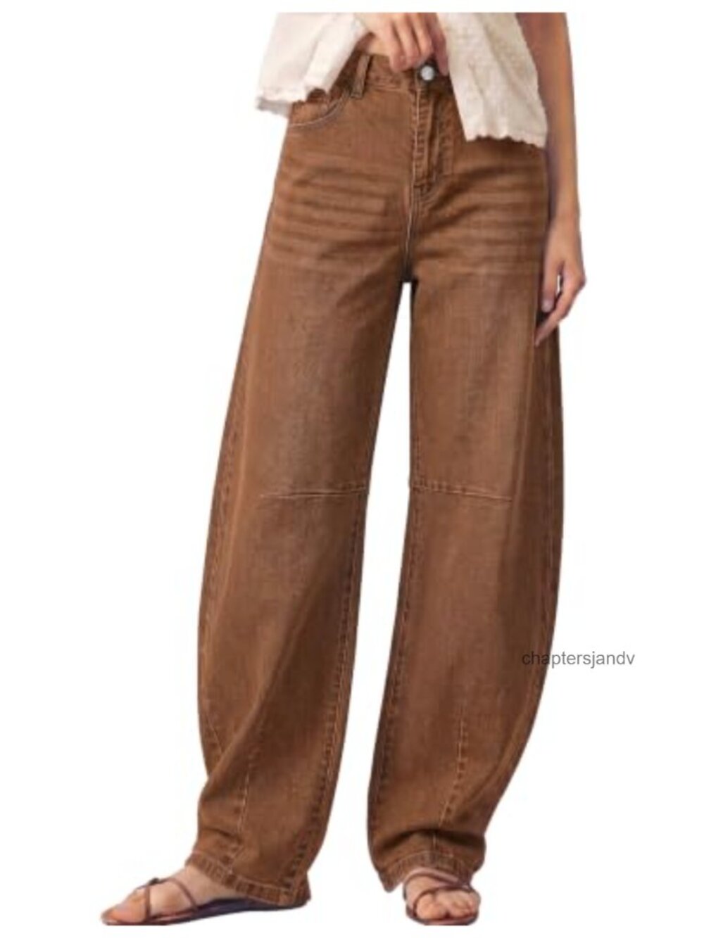 High Rise Barrel Jeans Stretch Denim Loose Fit Women's Pants